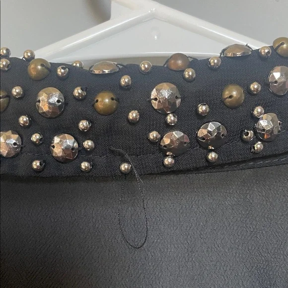 Lily Rose size small black sheer shirt dress with accented collar dark academia - Picture 8 of 12